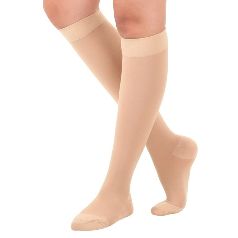 5XL Plus Size Compression Stockings for Women & Men 20-30 mmHg - Beige, 5XL