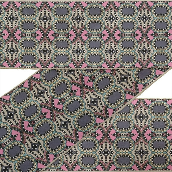 IBA Indianbeautifulart Brown Floral & Geometric Ethnic Fabric Lace Dressmaking Velvet Trim Tape Printed Sewing Lace 9 Yards 2 Inches