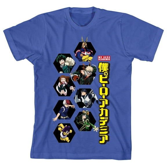 Youth Boys My Hero Academia Anime Cartoon Characters Blue Tee - M