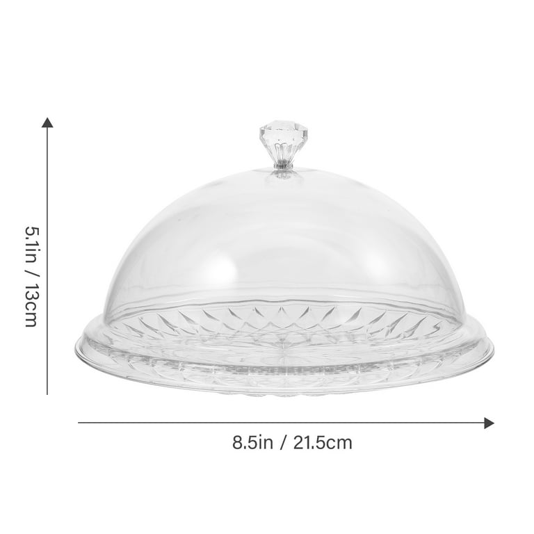 Tinksky Cake Tray with Lid Clear Cake Stand with Dome Snack Serving Tray for Wedding Party, Size: 8.46 x 8.46 x 5.12