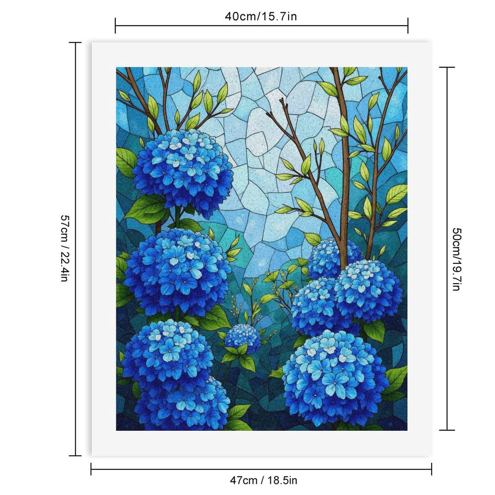 Paint by Numbers Kit for Adults, Blue Floral Stained Glass Art Paint by Numbers, Easy Paint by Numbers Kit for Adults Beginner, DIY Adult Paint by Number Kits on Canvas, Home Decor