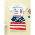 thumbnail image 3 of Aojekbee Independence Day Baby Boys Outfits Summer Letter Print Short Sleeve T-Shirt and Elastic Star Stripe Shorts Set, 3 of 10