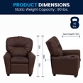 thumbnail image 3 of Contemporary Brown Leather Kids Recliner with Cup Holder, 3 of 9