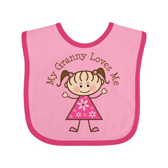 Inktastic My Granny Loves Me Girls Baby Bib