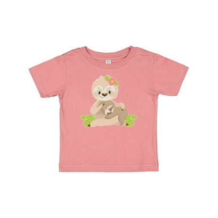

Inktastic Sloth Mom with Baby Sloth and Flowers Gift Baby Boy or Baby Girl T-Shirt