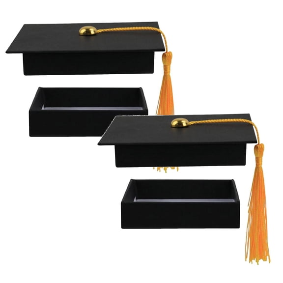 2Pack Graduation Gift Card Box Holder Cap Shaped with Tassel Grad Gifts Storage Graduate Present Boxes Holders for Graduations Party Supplies
