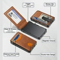 thumbnail image 7 of Ultra-Thin Men's Wallet - Brown Anti-Theft Leather Bi-Fold RFID-Blocking Card Holder with Pop-Up Magnetic Aluminum Wallet and Cash Clip Wallet For Men, 7 of 7
