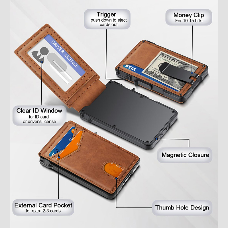 VGUCKI Ultra-Thin Brown Leather Bifold Wallet with RFID Blocking photo 6