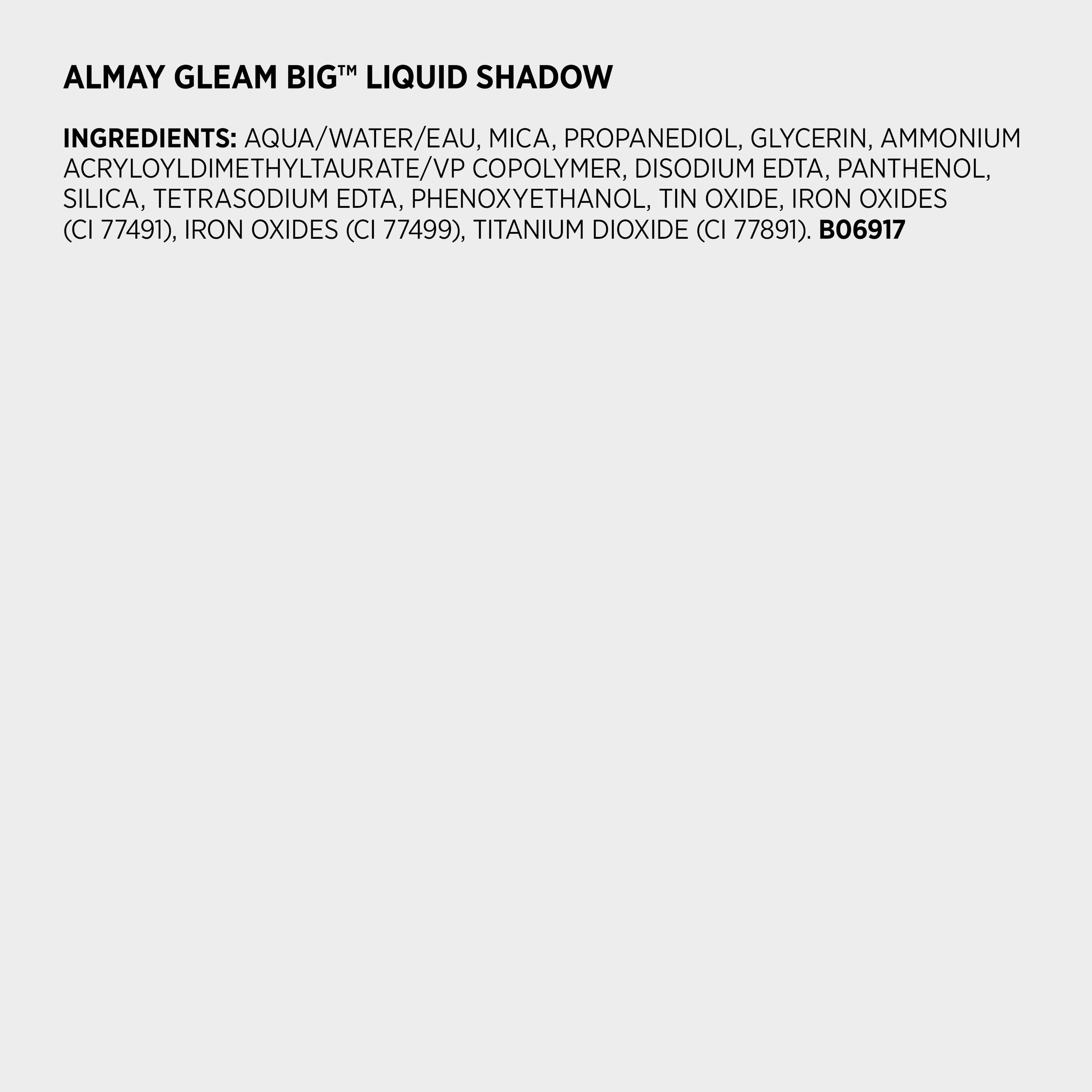 Almay Gleam Big ™ Liquid Shadow, Eye Shimmer, Hypoallergenic Eyeshadow, Vegan Eye Makeup, All-Day Wear, 500 Booked N Bronzy