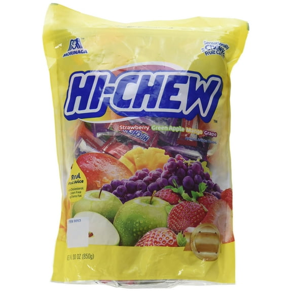 Morinaga Hi -Chew Assorted Flavored 30oz 160  Individually Wrapped Fruit Chews Mango Grape Strawberry Green Apple (Pack of 1)
