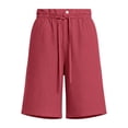 thumbnail image 5 of Yteetum Bermuda Shorts for Women Summer Drawstring Button Knee Length Shorts Casual Solid Loose Fits Lightweight Comfy Hiking Shorts, 5 of 8
