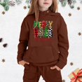 thumbnail image 2 of Hoodie Set For Girls - Girls Long Sleeve Hoodie Top Print Pant Set Kids Holiday Outfit Bundle (Brown,3-4 Years), 2 of 4