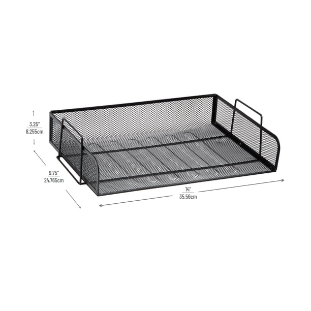 Mind Reader 4-stufiger Briefablage-Organizer – Mit Ausziehbarer Schublade, Für Dokumente, Ordner, Post, Stahl, Schwarz, 34