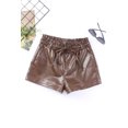 thumbnail image 1 of ABPHQTO Shorts de cintura alta con cinturón de cuero PU marrón para mujer, 1 of 5