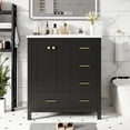 thumbnail image 4 of Euroco 30'' Bathroom Vanity with Ceramic Sink Combo, Solid Wood Frame Bathroom Storage Cabinet, Freestanding Vanity Set with 4 Drawers& Soft Closing Doors, Black, 4 of 8