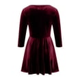 thumbnail image 5 of biudgviw Velvet Dresses for Women Soft Stretch 3/4 Sleeve Baggy Fall Mini Dress Fashion Round Neck Solid Color Party Dress, 5 of 6