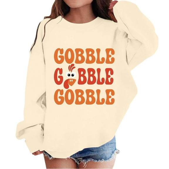 DHFJKG Thanksgiving Sweatshirts For Kids Boys Girls Oversized Letter Print Long Sleeve Crewneck Child Pullover Festive Soft Jumper Tops