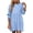 Blue, variant on Womens Plus Size Empire Waist 3/4 Sleeve Crew Neck Flowy Babydoll Mini Dress Hot Pink S