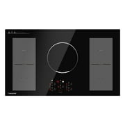 36 Inch Induction Cooktop,AMZCHEF Built-in Electric Cooktop with 5 Boost Burners Including 2-in-1 Zone,240V/10800W Cooktop with ETL Certified,9 Power Level, Sensor Touch Control,Timer,Safety Lock