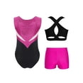 thumbnail image 2 of Haitryli Kids Girls Dance Gymnastics Outfit Competition Stage Show Dancewear Breathable Color Block Hot Pink 16, 2 of 3