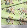 thumbnail image 2 of Soimoi Yellow Velvet Fabric Leaves & Ranunculus Floral Print Fabric by the Yard 58 Inch Wide, 2 of 3
