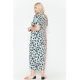 thumbnail image 2 of Front Slit Dolman Leopard Print Maxi Dress - Mint Combo, 3XL, 2 of 6