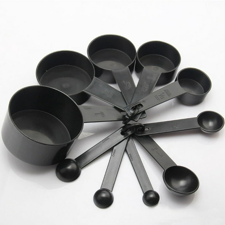 10pcs/set Kitchen Cook Black Plastic Teaspoon Scoop Measuring