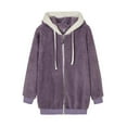 thumbnail image 6 of UngA Womens Fuzzy Jacket Hooded Cardigan Open Front Sherpa Coat Outwear with Pockets Jacket Fleece Women Purple,L, 6 of 6