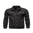 thumbnail image 1 of POINTERTECK Men Denim Jacket Solid Color Lapel Button-Down Coat Casual Slim Fit Jacket, 1 of 5