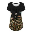 thumbnail image 3 of asdoklhq Plus Size Tops for Women,Women's Shirt Tees Short Sleeve Round Neck T Shirt Floral Print T-shirt Tops Blouse Gift For Women, 3 of 5