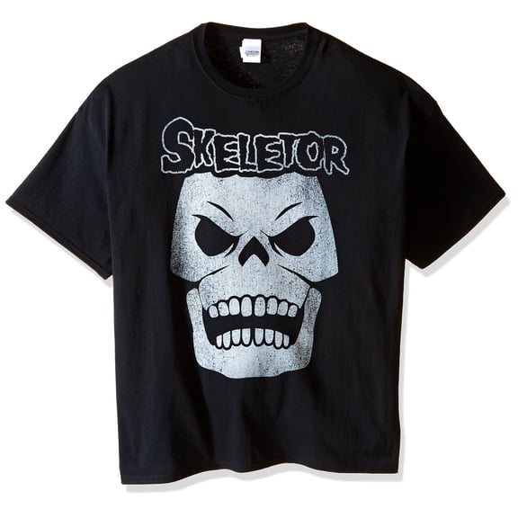 Masters of The Universe Mens T-Shirt - White Skeletor Face Under Name (Small)