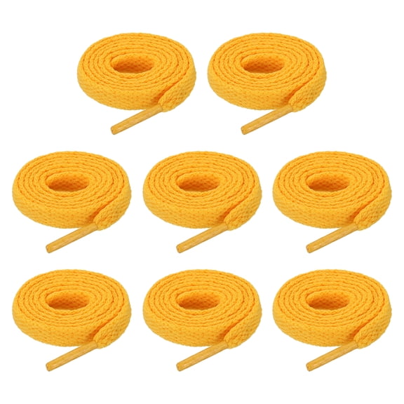 Uxcell 4 Pairs Flat Shoe Laces 0.31"x20" Polyester Shoestring Flat Elastic Shoelaces for Sneakers Skate Shoes Boots Gold