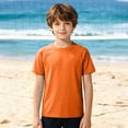 thumbnail image 3 of Ticikt Kids Short Sleeve Rash Guard, UPF 50+ Swim Shirt Sun Protection Beach Top for Boys,Orange, 3 of 4