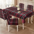 thumbnail image 2 of TSOVTHRID Red Plaid Print 5 Pcs Tablecloth and Chair Covers Set Stretch Washable Table Cover and Seat Protector Slipcovers for Dining Room Kitchen Party (Rectangle, 82 x 55 Inch), 2 of 7