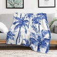 thumbnail image 5 of Indigo Blue Palm Tree Blanket Navy Blue Palm Tree Soft Warm Throw Blankets 30"x40" Flannel Cozy Warm Plush Lightweight Throw Blanket for Couch Bed Sofa Gift Idea, 5 of 6