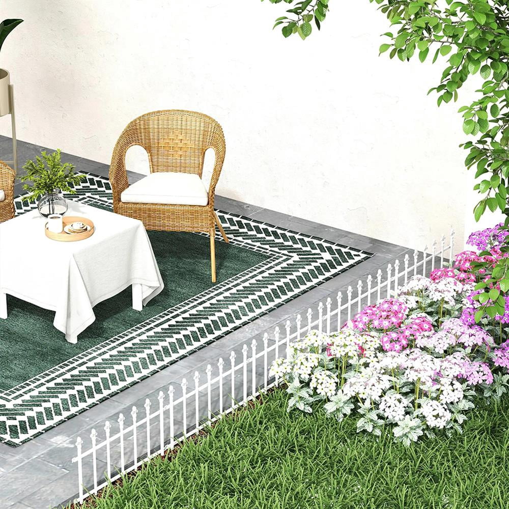 Topcobe Metal Decorative Garden Fence, 9.2' x 17.25" 5 Steel Panels, Decorative Border for Landscape, Flower Bed, Animals, Garden Decoration for Outdoor, White