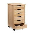 thumbnail image 4 of Linon Callie Six Drawer Rolling Storage Cart in Natural Brown Wood, 4 of 16