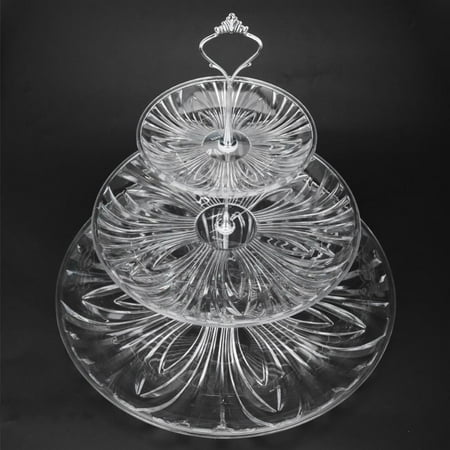 Leaf Round Serving Plate Tbest 3-Tier Acrylic Cake Tray Fruits Nuts Display Round Decorative Party Desserts Holder , 3 Tier Fruit Tray, Cake Holder Plate ()