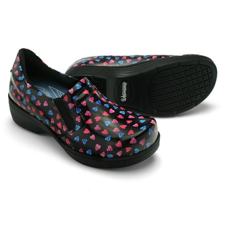 

Hawkwell Pro Leather Nurse Clogs for Women - Lightweight Slip Resistant Arch Support Healthcare Professional Nursing Shoes Work Clog Black love US 8