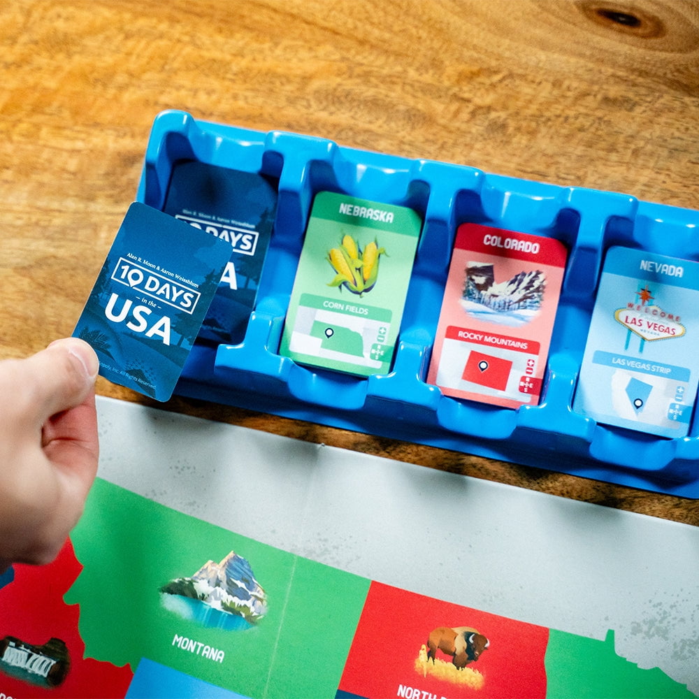 10 Days in The USA, Family Road Trip Board Game for All Ages, Designed by Alan Moon - Designer of Ticket to Ride, 2-4 Players, 30 Min, Ages 8 and Up, by USAopoly
