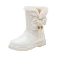 thumbnail image 3 of Girls‘ Winter Boots, Water-Resistant Faux Suede with Thick Fur Interior, Warm Mid-Calf Boots for Tweens, Outdoor Play, and Seasonal Gift Beige 37, 3 of 6