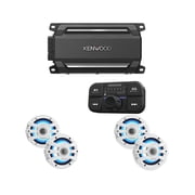 Kenwood KAC-M5024BT Amp + 4 XM65WL 6.5in White Marine Speakers