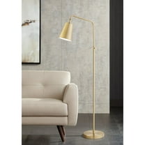 360 Lighting Zella Modern 48" Tall Standing Floor Lamp Skinny Downbridge Adjustable Height Foot Switch Gold Metal Brass Finish