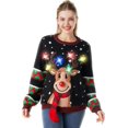 thumbnail image 1 of JOYIN Womens LED Light Up Reindeer Ugly Christmas Sweater Built-in Light Bulbs, 1 of 8