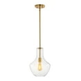 thumbnail image 3 of JONATHAN Y Watts 10.5" 1-Light Mid-Century Modern Iron/Glass LED Pendant, Brass Gold/Clear, 3 of 12