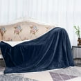thumbnail image 4 of Mikilon Fleece Blanket, 51 x 63 Inches Solid Color Lambskin Blanket for Sofa Couch Bed, Ultra Soft Cozy and Warm Blankets Blue, 4 of 4