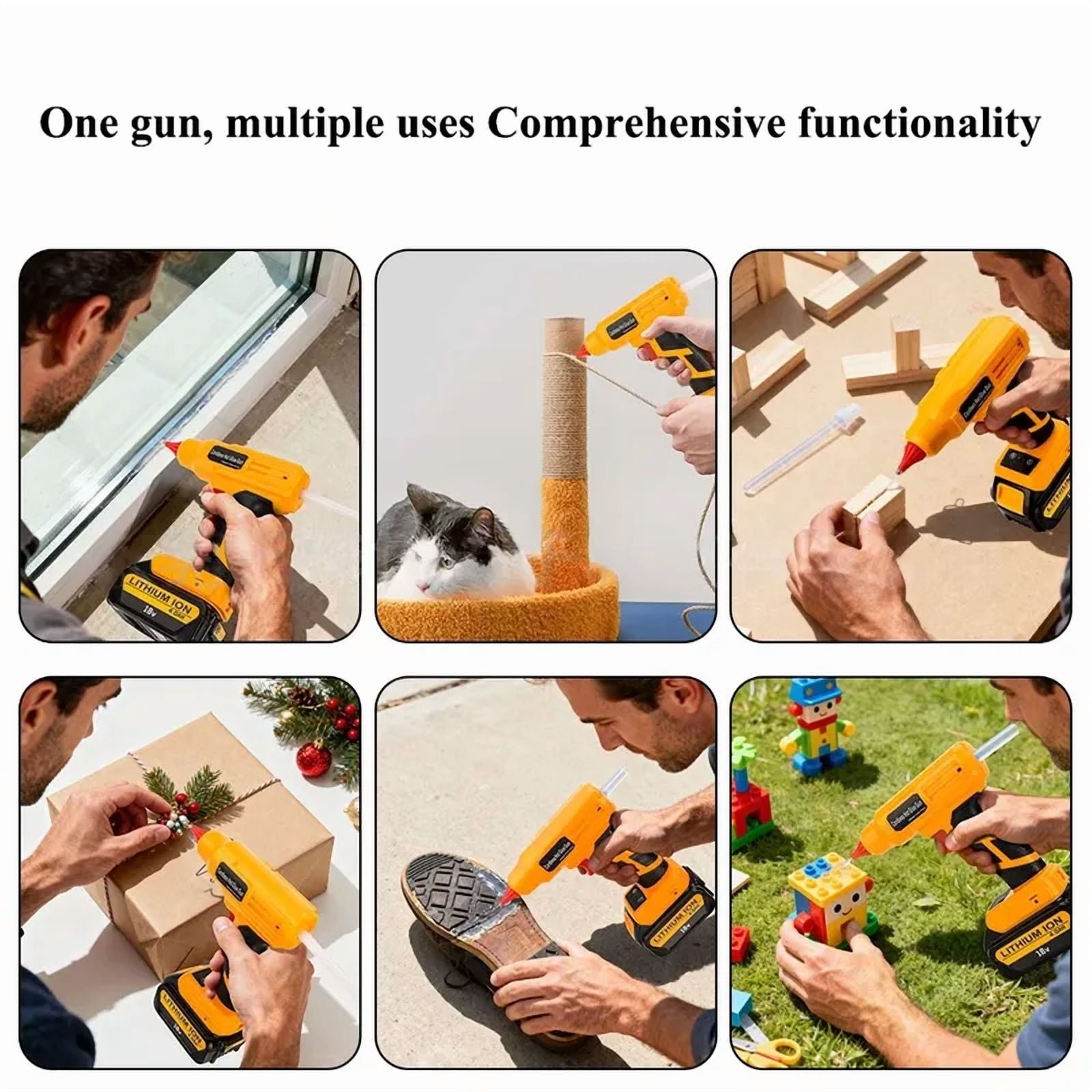 Cordless Hot Glue Gun for Mil-wau-kee 18V Max Lithium-ion Battery,  Quick Preheat Hot Melt Glue Gun with 10 Pcs Glue Sticks for Arts/Crafts/Diy/Repairs(Tool Only)