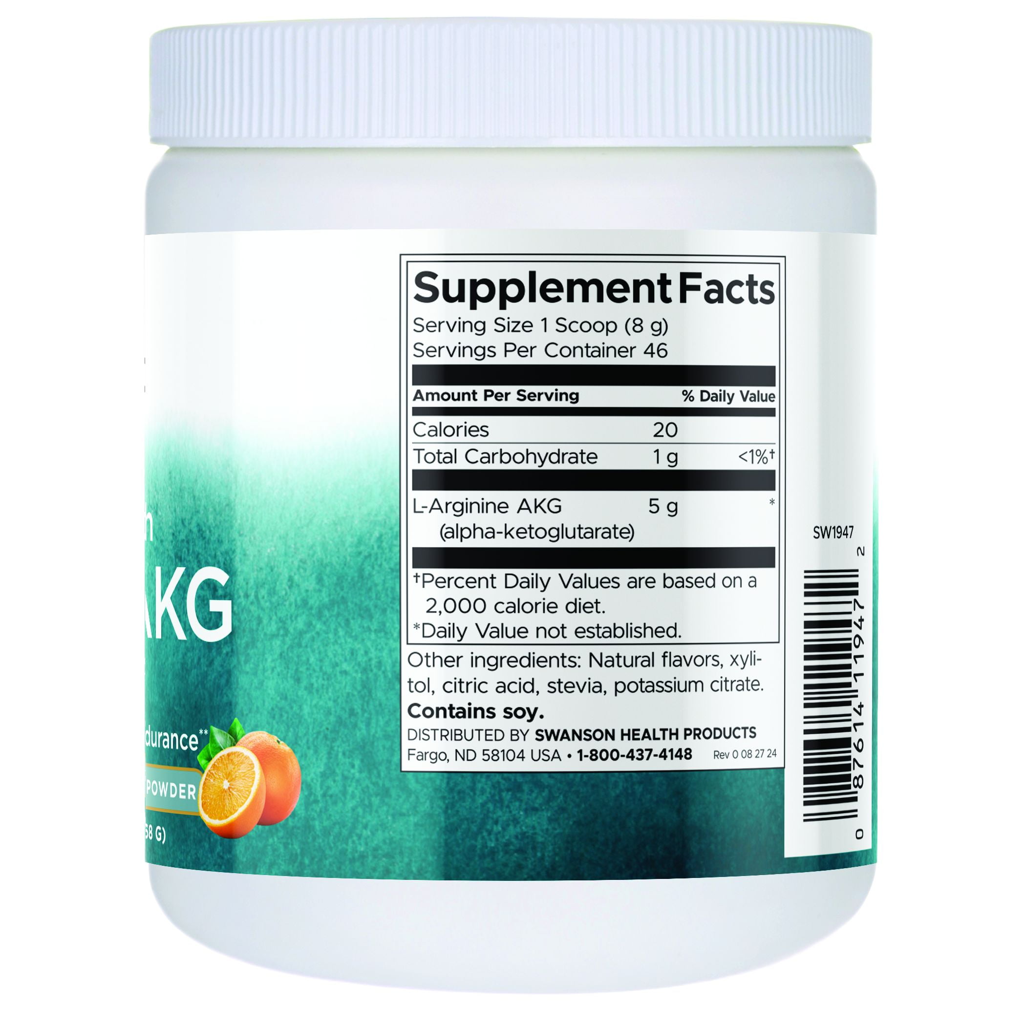 Swanson Maximum Strength L-Arginine Akg Powder - Natural Citrus Flavored 5 g 12.9 oz Powder