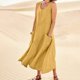 thumbnail image 2 of Vestido sin mangas de cuello redondo liso para mujer: corte holgado, tejido transpirable para primavera/verano/otoño, vestido largo con bolsillos, talla real., 2 of 7