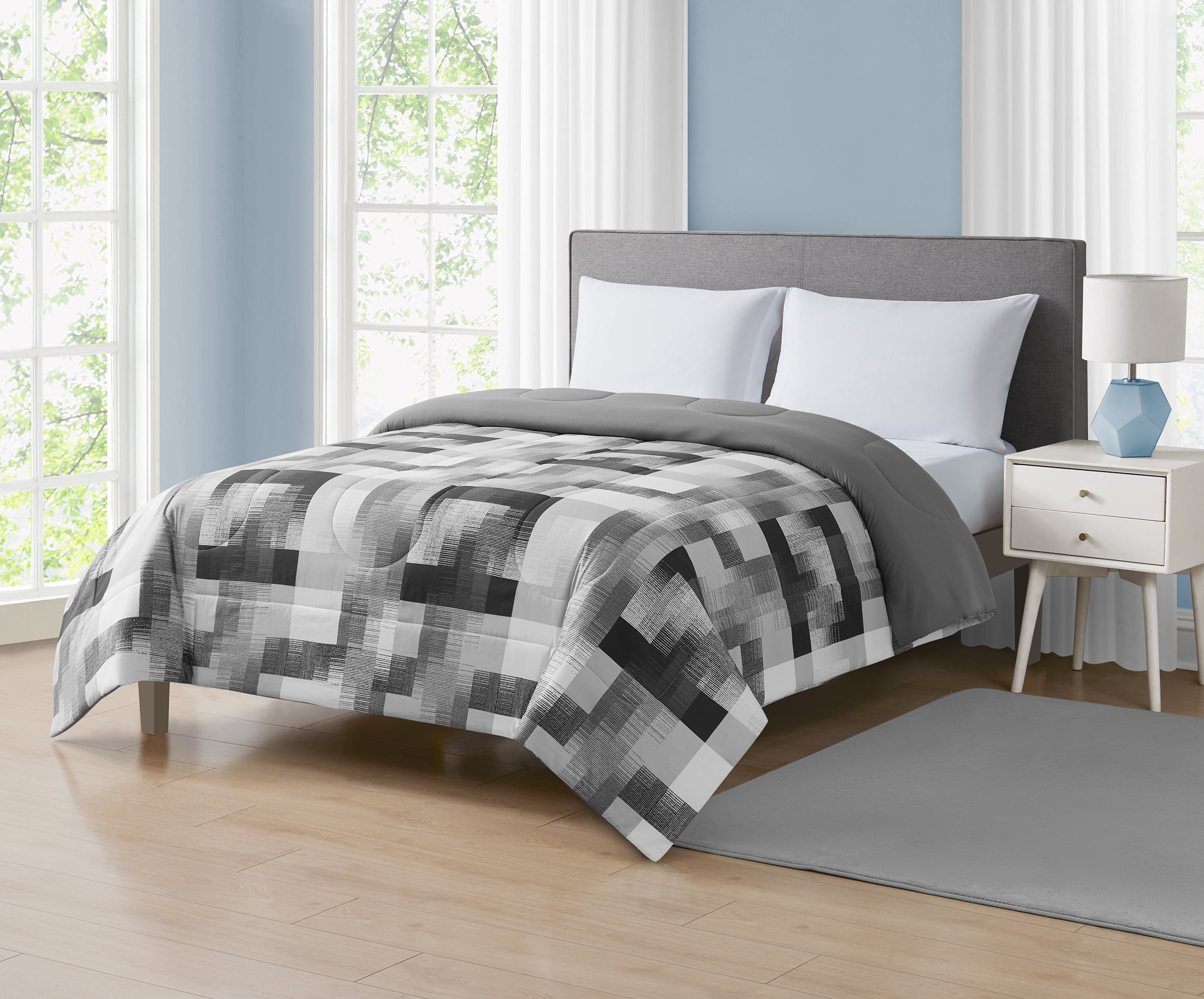 Mainstays Plaid Reversible Comforter Double/Queen, MAINSTAYS PL MS PLAID COMF DBL/QN